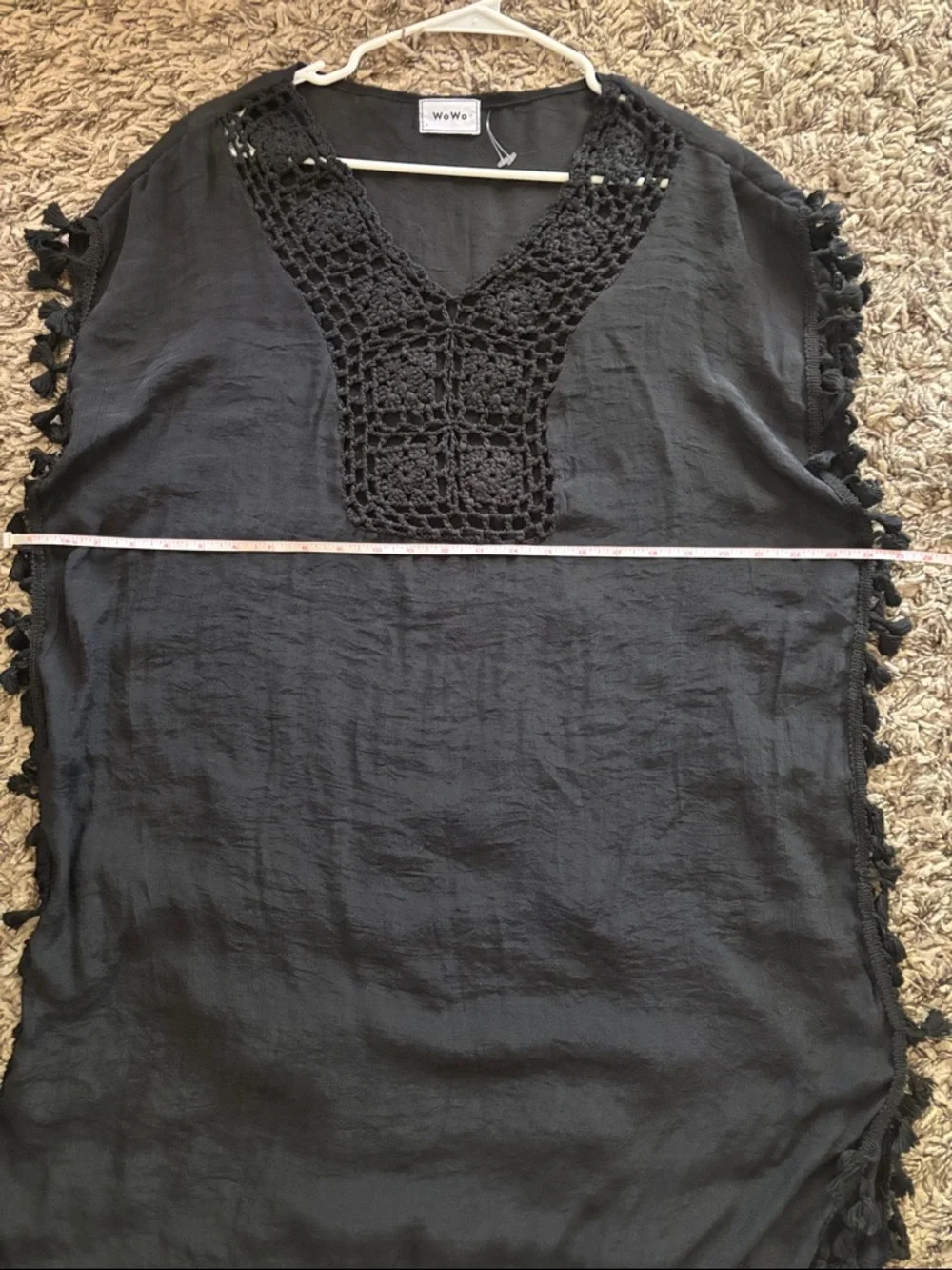 WoWo Black Crochet V-Neck Swim Coverup - Picture 8 of 9